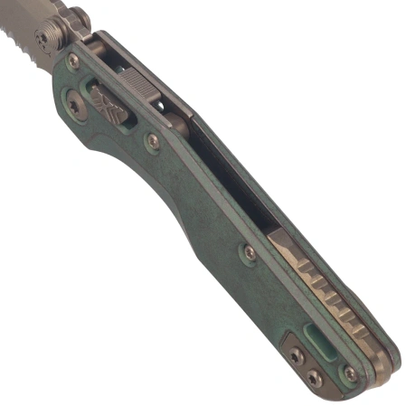 Nóż składany Microtech MSI Ram-Lok Mini S/E Marfione Select Slab Side Antique Green Titanium, Bronze HW, Bronze F/S M390MK by Tony Marfione (210M-15MS2)