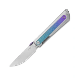 Kizer Quoll Knife Silver / Blue Crystallized Titanium, Stonewashed S45VN by Ben Taubert (Ki3733A2)