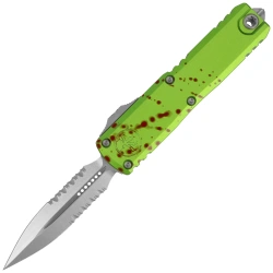 Microtech UTX-85 Gen IV D/E OTF Knife Zombie-Tech Aluminum, Stonewashed P/S M390MK by Tony Marfione (12324-11Z)