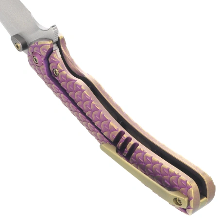 Nóż składany WeKnife Dracarys LE No ???/199 Purple / Golden Titanium, Hand Rubbed Satin M390 (WE25061B-2)
