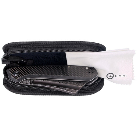 Nóż składany CIVIVI Bullmastiff Twill Carbon Fiber / Black G10, Black Damascus (C2006DS-1)