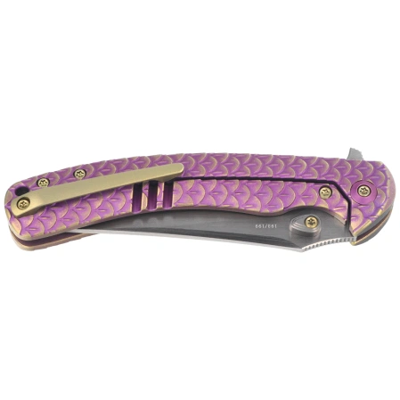 WeKnife Dracarys LE No 193/199 Purple / Golden Titanium, Hand Rubbed Satin M390 (WE25061B-2)