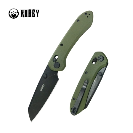 Kubey Bonza Knife Green G10, Blackwashed 14C28N by Happy As Larry (KU446E)