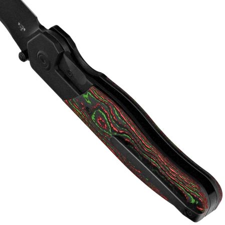 Nóż składany Kubey KB Knives Velvet Snake Black DLC Titanium/Watermelon Sugar CamoCarbon, Black DLC M390 by Bastard Knives (KB266C)