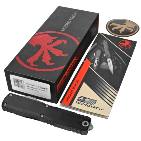 Nóż automatyczny OTF Microtech Ultratech Gen IV D/E Black Aluminium, Apocalyptic M390MK by Tony Marfione (11224-10AP)