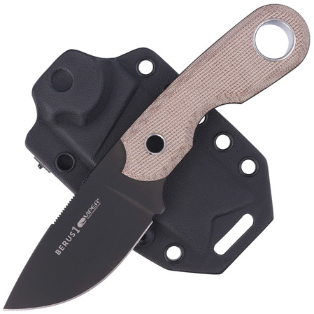 Viper Berus 1 Natural Canvas Micarta, Black PVD M390 by Tommaso Rumici Knife (VT4012DCN)