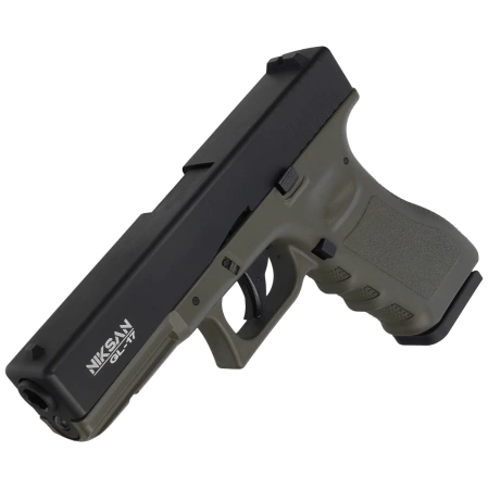 AIrgun Set 66: Niksan Defence NKS GL17 Olive Drab Blow‑Back 4.5 mm Air Pistol, 1400 BBs, 10 CO₂ Cartridges, 100 Targets