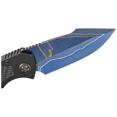 Heretic Knives Pariah-A Custom DLC Aluminium / Carbon Fiber Inlays, Blued Baker Forge AuroraMai Damascus by Tony Marfione Jr.