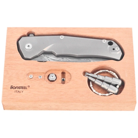 LionSteel T.R.E. Knife Gray Titanium, Thor Damasteel Damascus by Molletta (TRE DT GY)