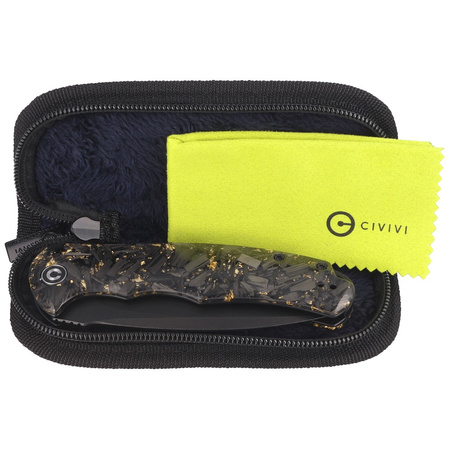 Civivi Knife Praxis Shredded Carbon Fiber / Golden Shred, Black Stonewashed 9Cr18MoV (C803J)