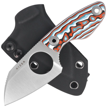 Kizer Nightjar Knife Multicolored Vortex Micarta, Satin AUS-10 by Vincent Rizzo (1114A3)