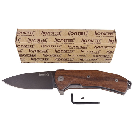 LionSteel KUR Knife Santos Wood, Black PVD/Stonewashed Sleipner by Molletta (KUR BST)