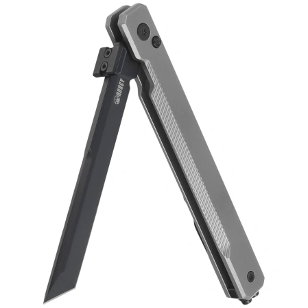 Kubey Knife Prism Silver Grey Titanium, Black PVD 14C28N by Yuze Zhong (KB243B)