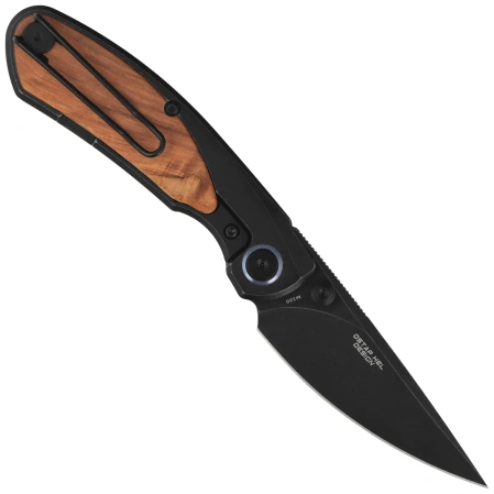 Bestech Lito Knife Black Titanium / Olive Wood, Black Stonewashed M390 by Ostap Hel (BT2307C)