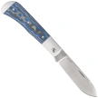 Kizer Trestle D Knife Grey Aluminum / Blue Vortex Micarta, Satin Nitro-V by Azo (V3760A2)