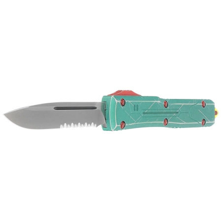 Microtech Ultratech S/E Bounty Hunter Signature OTF Knife Distressed Green Aluminium, Apocalyptic P/S M390 by Tony Marfione (121-11BH)