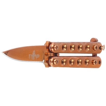 Third Decor Habitat Balisong Keychain Knife Rose Titanium Stainless Steel, Rose Titanium Stainless Steel (TH-K2824R)