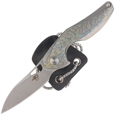 Bestech The Reticulan Neck Knife Grey/Colorful Titanium, Stonewashed/Satin CPM S35VN by Elijah Isham (BT1810E)