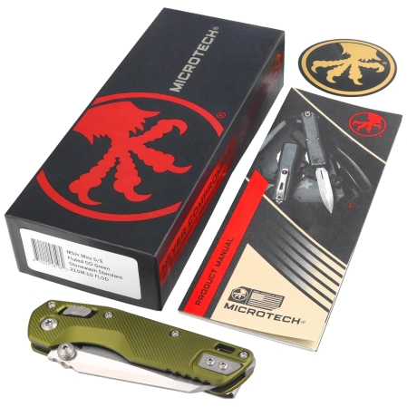 Microtech MSI Mini Ram-Lok S/E Knife Fluted OD Green Aluminum, Stonewashed M390MK by Tony Marfione (210M-10FLOD)