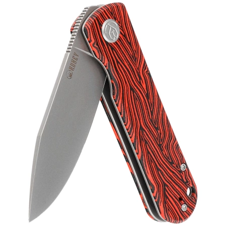 Nóż składany Kubey NEO Red / Black Damascus G10, Beadblasted AUS-10 by Keanu Alfaro (KU371E)