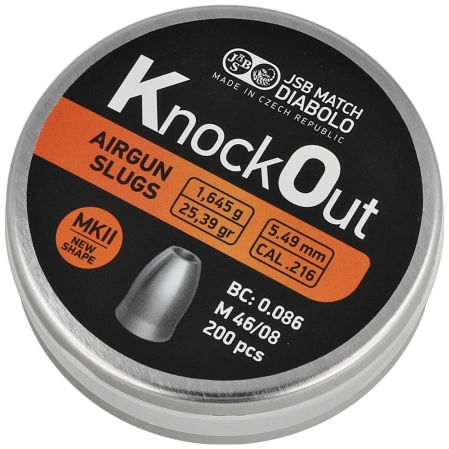JSB KnockOut Airgun Slugs MK II .216 / 5.49 mm 25.39 gr, 200 pcs (546222-200)
