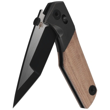 Bestech Knife Cetus Bronze Black Titanium / Natural Canvas Micarta, Black PVD / Satin M390 by Poltergeistworks (BT2304B)