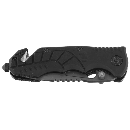 K25 Folding Knife – Black Aluminum/Rubber Handle, Titanium-Coated 7Cr17MoV (19625)