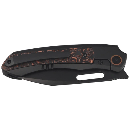 Remette Orca Knife Black Titanium/Copper Foil Carbon Fiber, Black DLC Pearlescent M390 (ORCATB)