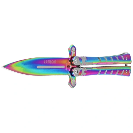 Martinez Albainox Balisong Knife Rainbow Titanium Coated, Rainbow Titanium Coated 3Cr13Mov (02223)