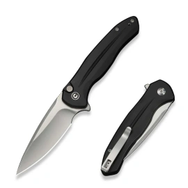 Civivi Button Lock Kitefin Knife Black Aluminum, Satin 14C28N (C24091-1)