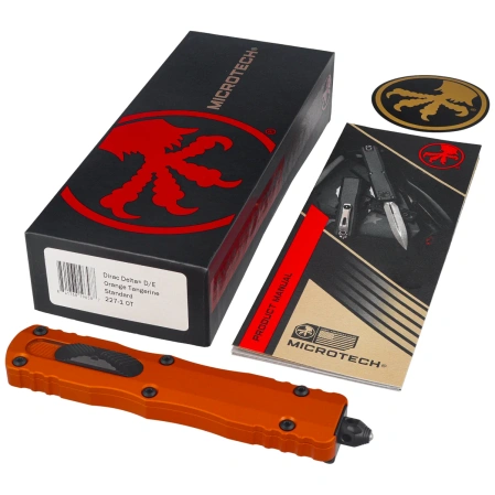 Microtech Dirac Delta D/E OTF Knife Orange Tangerine Aluminium, Black M390MK by Tony Marfione (227-1OT)
