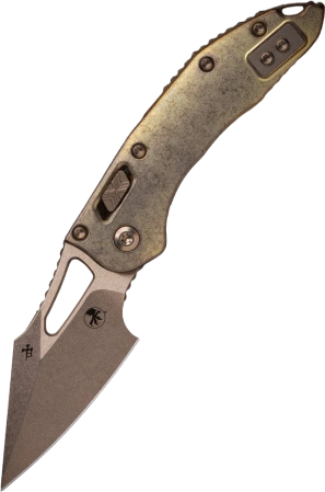 Microtech M-Stitch Ram-Lok S/E Marfione Select Knife Antique Gold Slab Side Titanium, Bronze HW, Bronzed Stonewashed M390MK by Borka Blades and Tony Marfione (169MRL-13MS2)