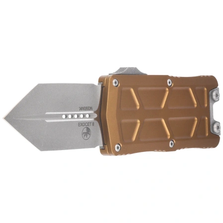 Microtech Exocet II Spartan OTF Knife Tan Aluminum, Apocalyptic M390MK by Tony Marfione (1155-10APTA)