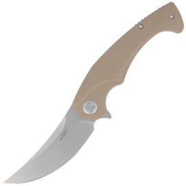 Kubey Scimitar KU173M Knife Tan G10, Bead Blasted 14C28N