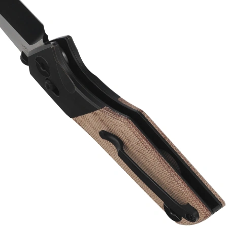 Bestech Knife Cetus Bronze Black Titanium / Natural Canvas Micarta, Black PVD / Satin M390 by Poltergeistworks (BT2304B)