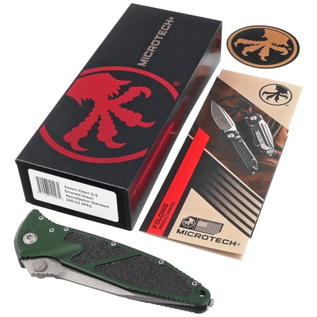 Nóż składany Microtech Socom Elite S/E-M Emerald Green Aluminium, Apocalyptic M390 by Tony Marfione (160-10APEG)