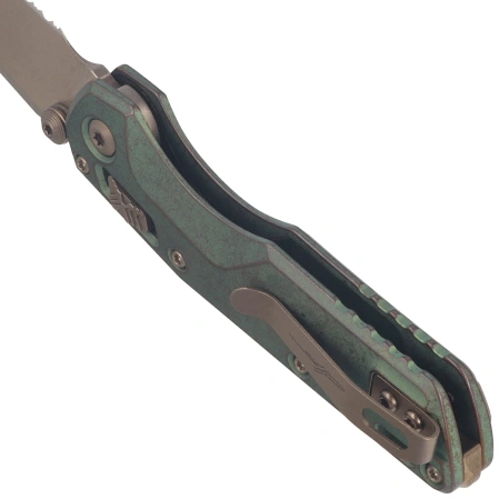 Nóż składany Microtech MSI Ram-Lok Mini S/E Marfione Select Slab Side Antique Green Titanium, Bronze HW, Bronze F/S M390MK by Tony Marfione (210M-15MS2)