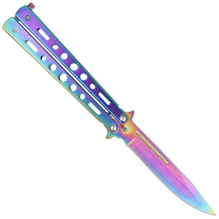 Nóż motylkowy Third Decor Habitat Balisong Rainbow Stainless Steel, Rainbow 420 (K2099)