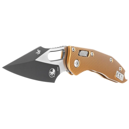 Microtech Stitch S/E Fluted Tan Aluminum, Black/Satin M390MK by Borka Blades and Tony Marfione (169RL-1FLTA)