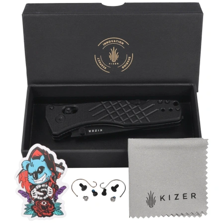 Kizer Aegis T Knife Black G10, Black PVD AEB-L by Azo (V3774CTA1)