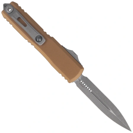 Microtech UTX-70 Gen IV D/E OTF Knife Tan Aluminum, Apocalyptic M390MK by Tony Marfione (11474-10APTA)
