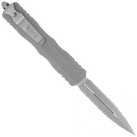 Microtech Dirac Delta D/E Natural Clear Aluminum, Apocalyptic F/S by Tony Marfione (227-D12APNC)