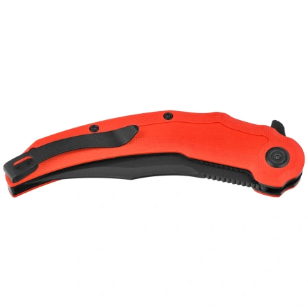 Kubey Crest Knife Red G10, Blackwashed 14C28N by Yuze Zhong (KU346E)