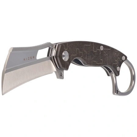 Nóż składany Kizer Dodo Karambit Chocolate Glacier Richlite, Satin Brushed Nitro-V by Giedymin (V2702A1)