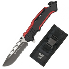 K25 RK-18764GR1026 Rescue Knife Red/Black Aluminum, Titanium/Brushed 7Cr17Mov