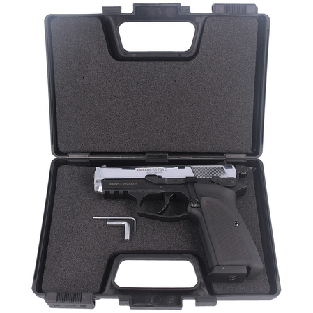 Zestaw wiatrówkowy 20: pistolet Voltran Ekol ES P66C Shiny 4.5 mm, 1400 BBs, 10 kapsuł CO₂, 100 tarcz