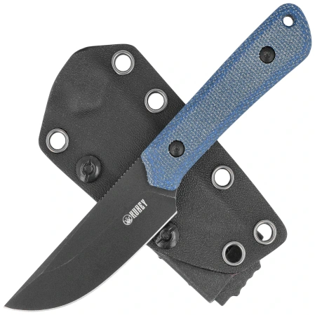 Kubey Knife Thorn Blue Micarta, Blackwashed 14C28N by Scott Halpern (KU413D)