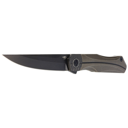 Bestech Thyra Bronze Stonewashed Titanium/Carbon Fiber, Black Stonewashed M390 by Kombou Knife (BT2106C)