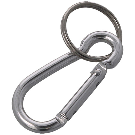FOX 5 Aluminium Spring Clip Hook Carabiner, Silver
