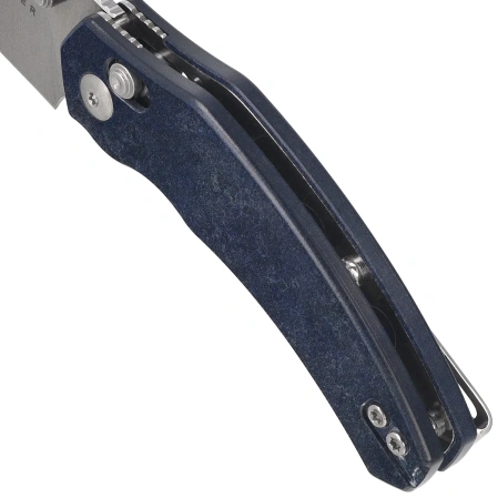 Kizer Mini Bulldog Knife Blue Canyon Richlite, Satin Nitro-V by O.SHO (V3672SA3)